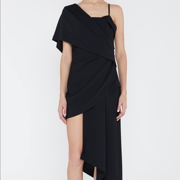 $295 Acler Dartford Drape Dress in Black - Picture 2 of 10